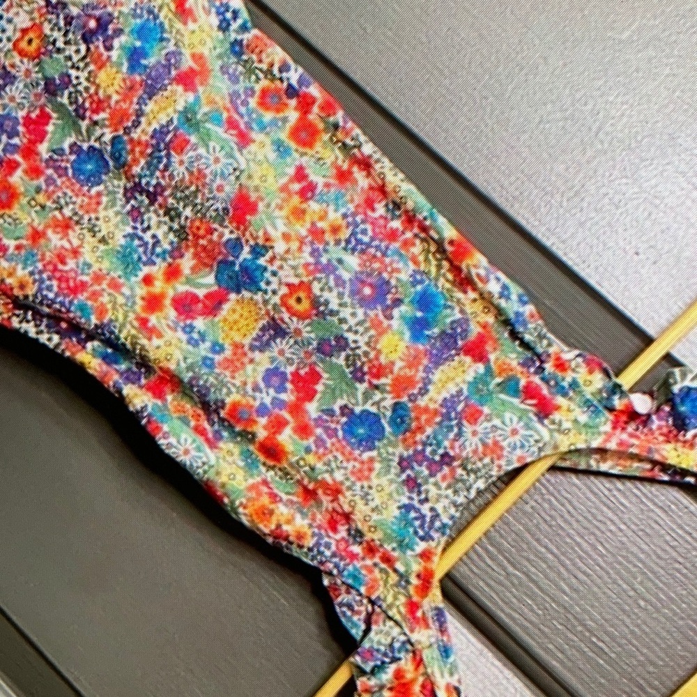 Floral pattern ruffles straps one piece